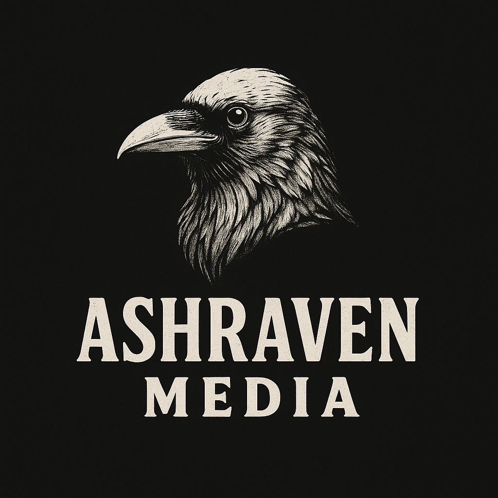 AshRaven Media, engraved raven logo